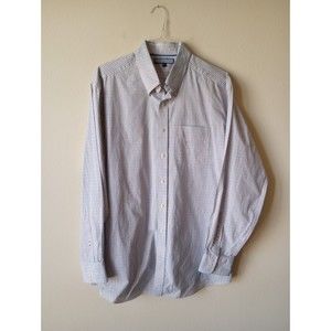 Tommy Hilfiger Ithaca Men's Long Sleeve Collared Button Up White Check Shirt XL